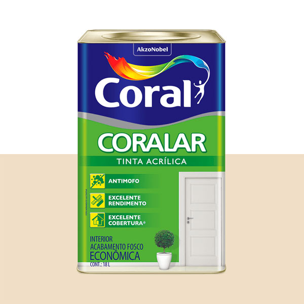 Tinta Coralar Interna 18L Acrílica Fosco Palha 844 Coral