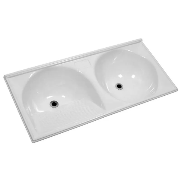 Tanque 100x50 Duplo Branco Mármore com Fibra de Vidro Mil Fibras