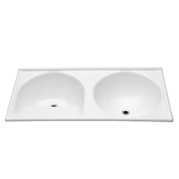 Tanque 102x50 Duplo Marmore Sintetico Branco Decoralita